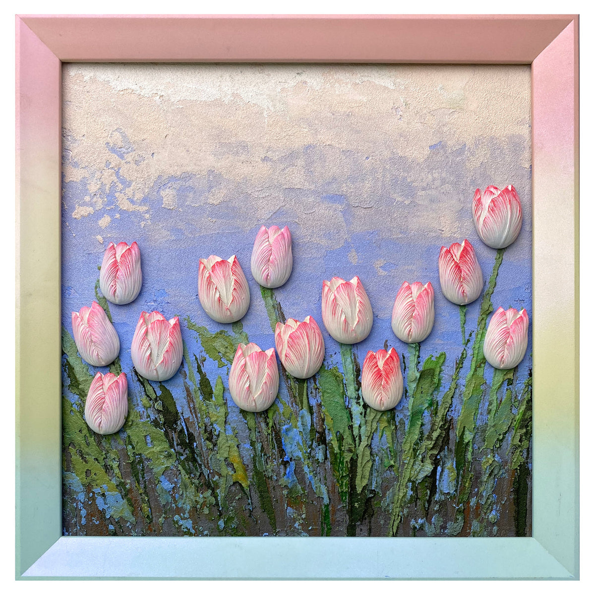 Pink Fragrance 34 x 34 cm finished square framed artwork