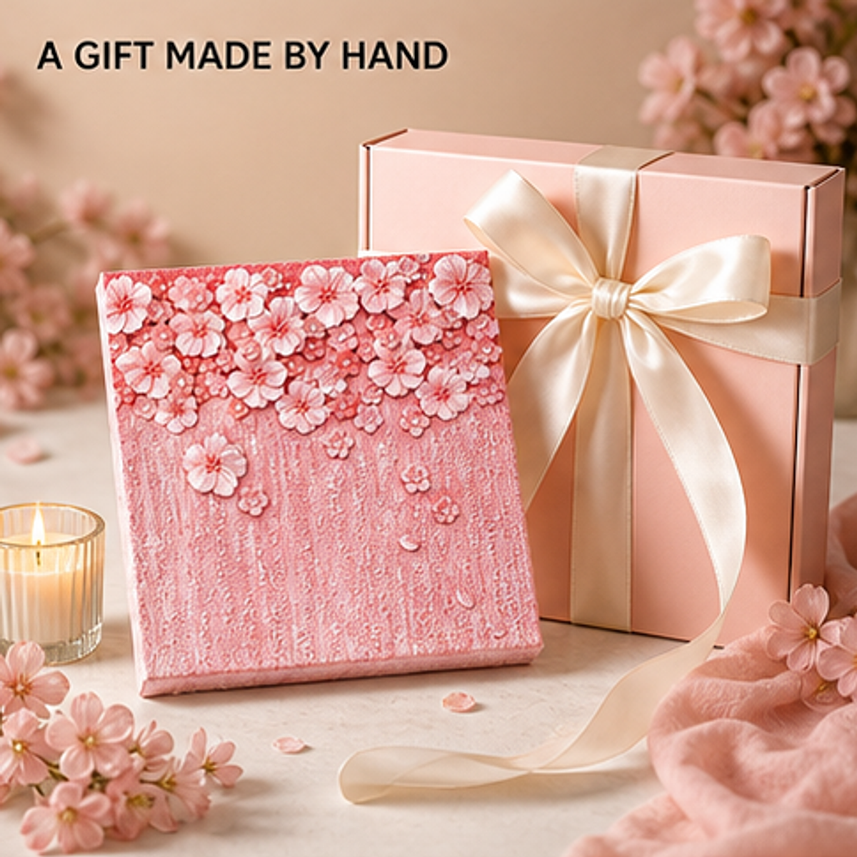 Quartz and Sand on table -Sakura Blossom gift presentation