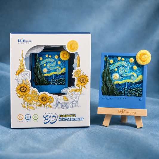 Relife Starry Night Painted finished magnet kit with updated Relife packaging and easel