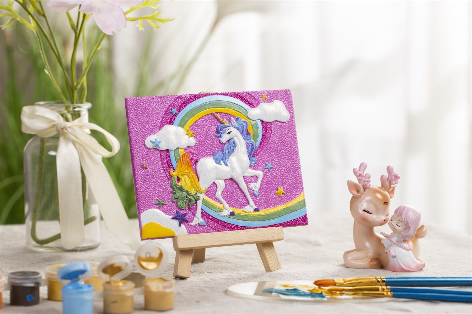 Finished Relife unicorn relief painting presented as a gift