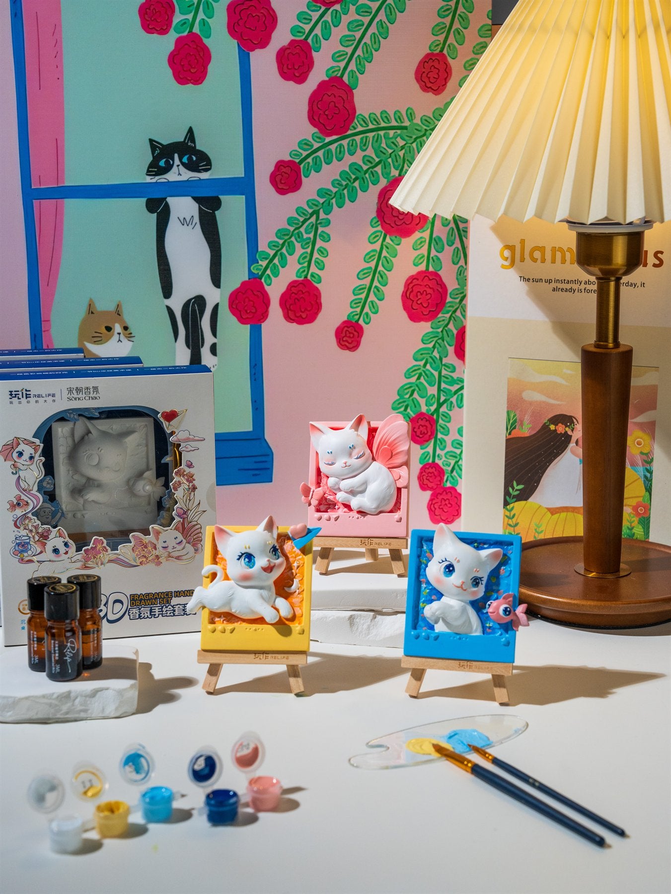 Colorful Relife cat painting kits for family craft time