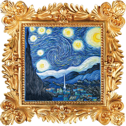 The Starry Night relief painting kit product render with raised night sky