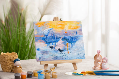 Sunrise 3D relief painting kit displayed with paints and studio styling