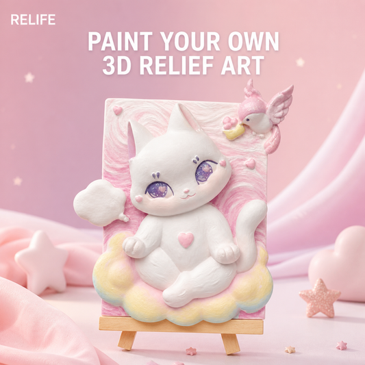Relife Cat Holding Cloud Book 3D relief painting kit