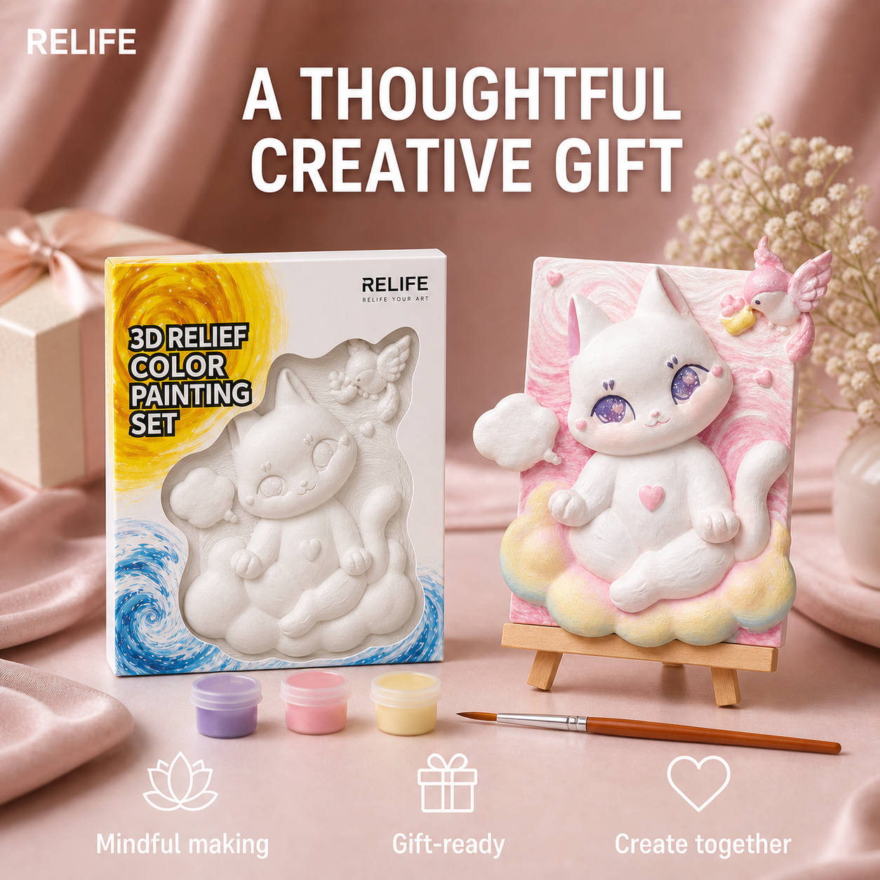 Cat Holding Cloud Book creative gift presentation