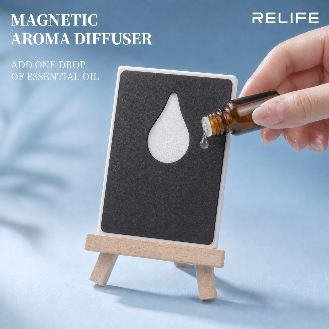 Magnetic aroma diffuser - black magnet backing and teardrop fragrance pad