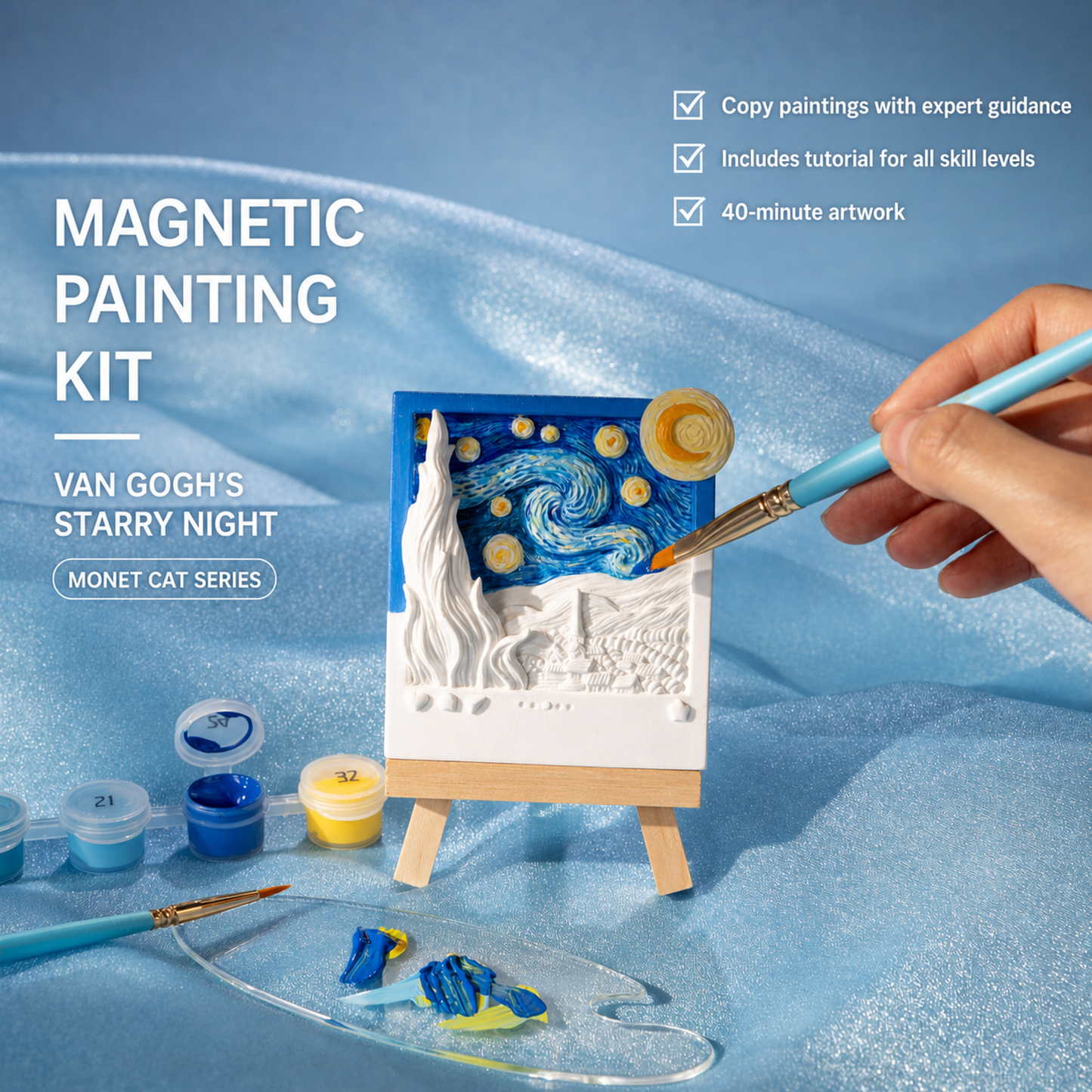 Van Gogh Starry Night magnet kit product guide with English packaging