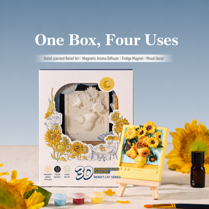 Van Gogh Sunflower magnet kit product guide with English packaging