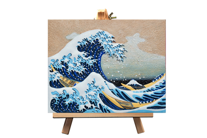 Kanagawa wave relief painting kit with sculpted ocean texture