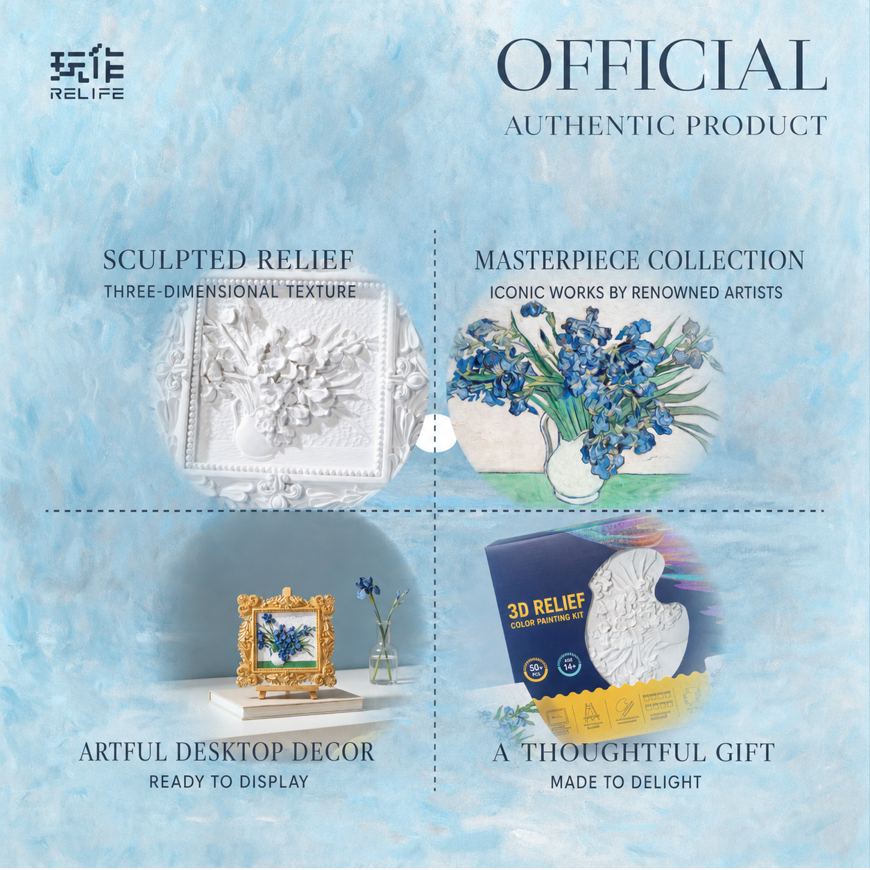 Relife Irises medium 3D relief painting kit - English product image 5 of 5