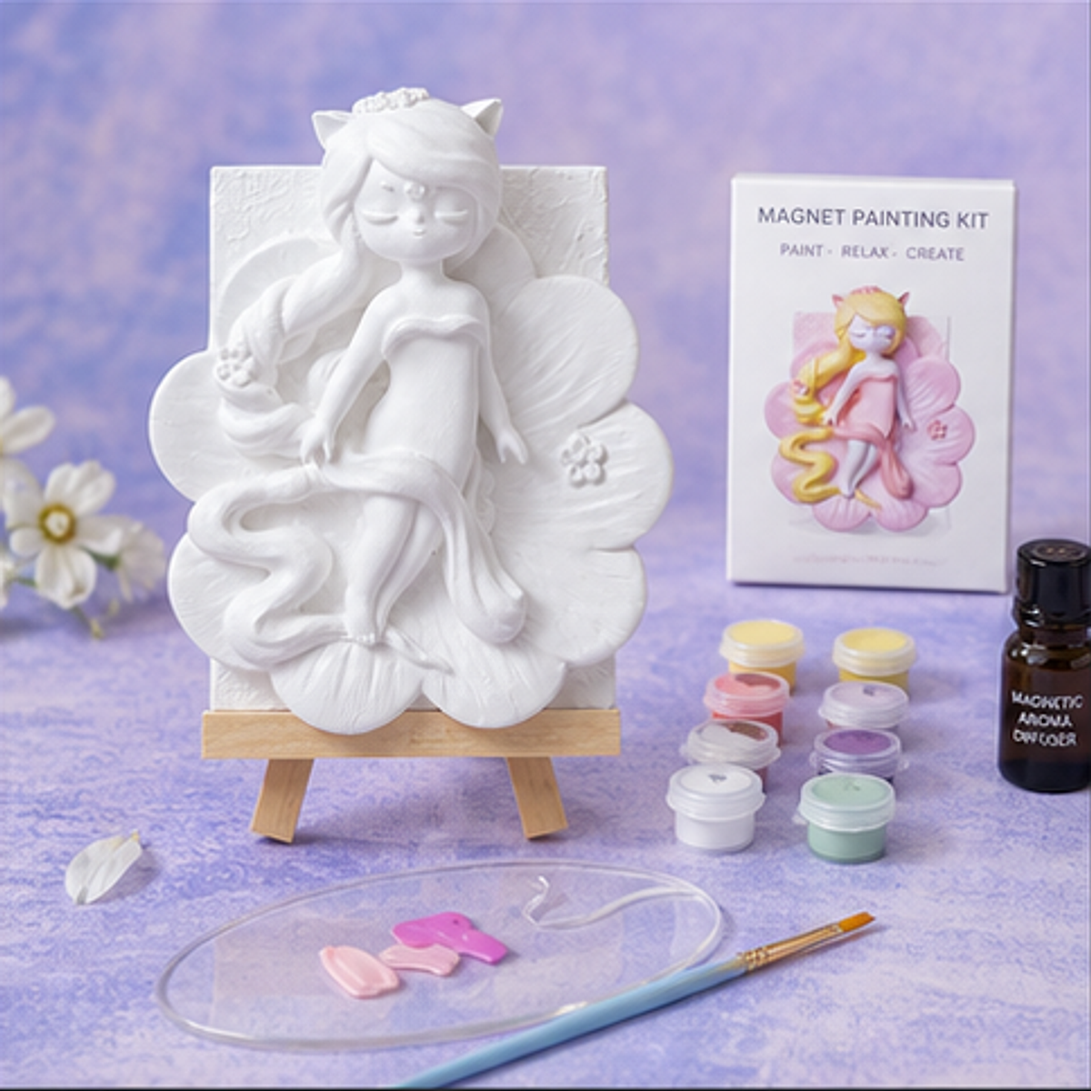 Magnet Painting Kit-A Date with Flowers DIY kit contents