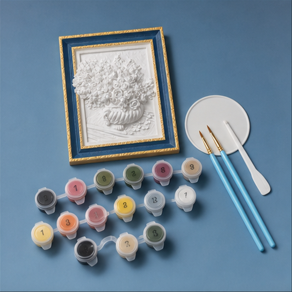 Mini Relief Painting Kit-Peony Bouquet DIY kit contents