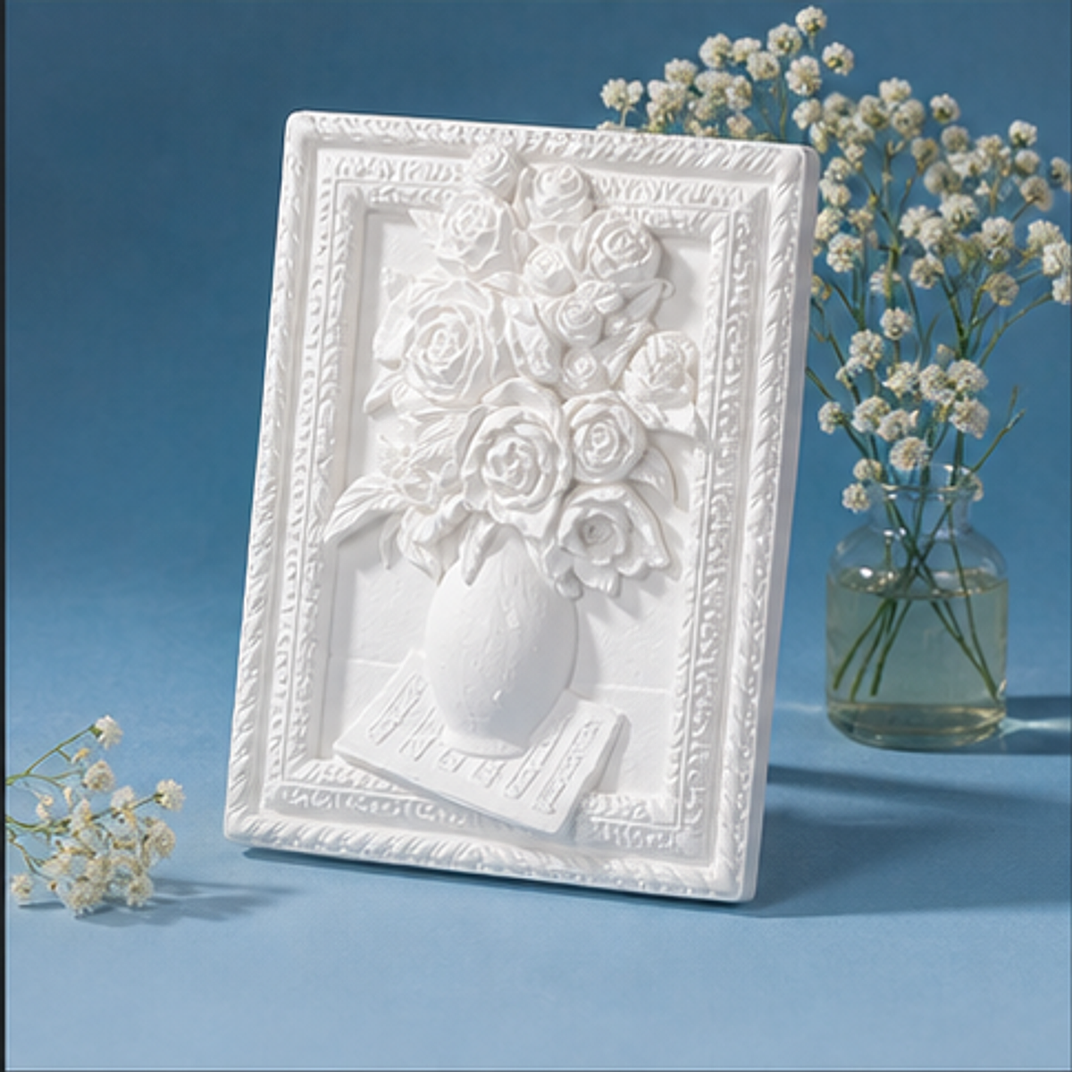 Mini Relief Painting Kit-Roses and Baby's Breath raised texture detail