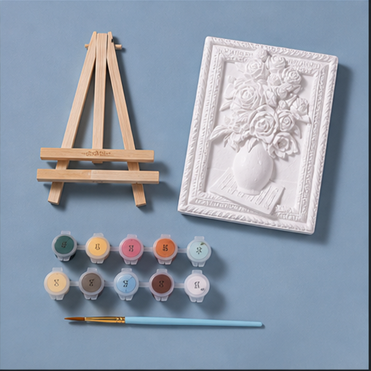 Mini Relief Painting Kit-Roses and Baby's Breath DIY kit contents