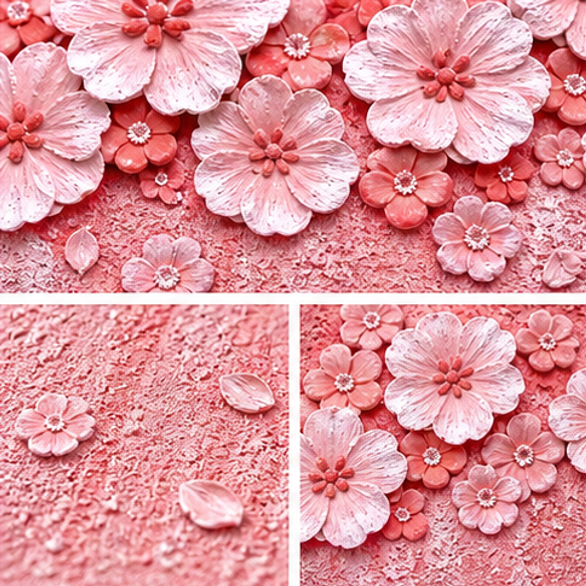 Quartz and Sand on table -Sakura Blossom raised texture detail