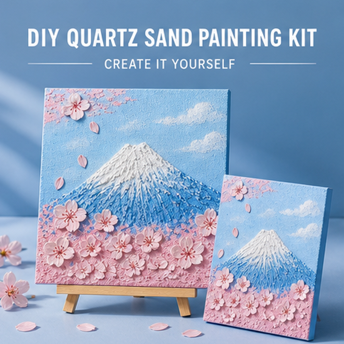 Quartz and Sand on table -Mount Fuji Cherry Blossoms styled product photo