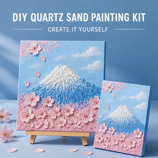 Quartz and Sand on table -Mount Fuji Cherry Blossoms styled product photo