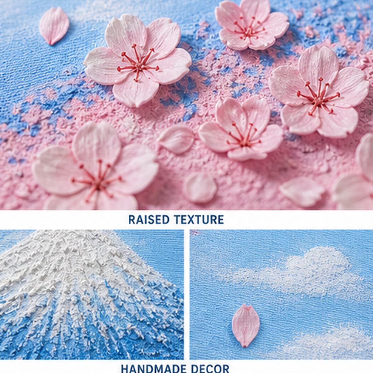 Quartz and Sand on table -Mount Fuji Cherry Blossoms raised texture detail