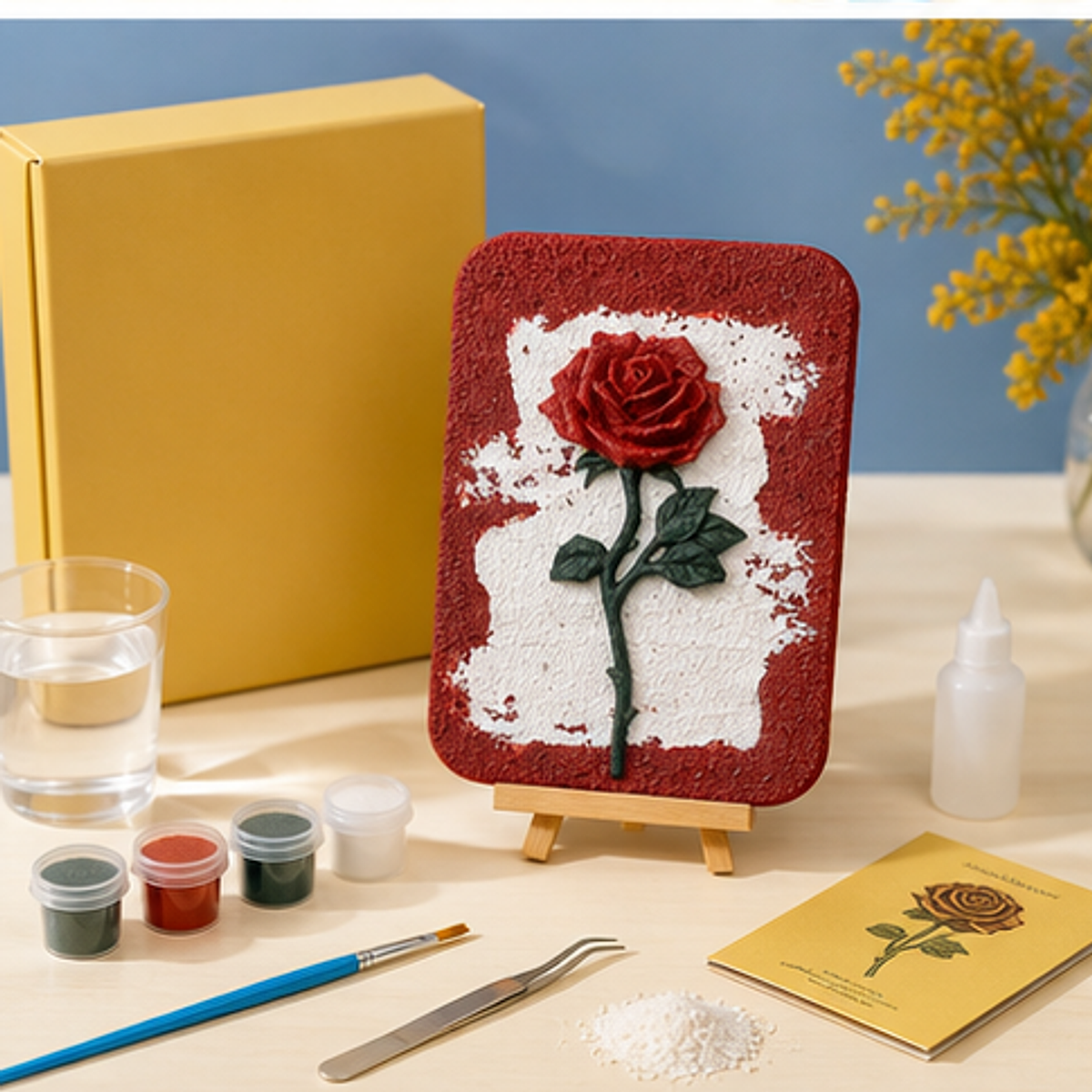 Quartz and Sand on table -Name of Rose DIY kit contents