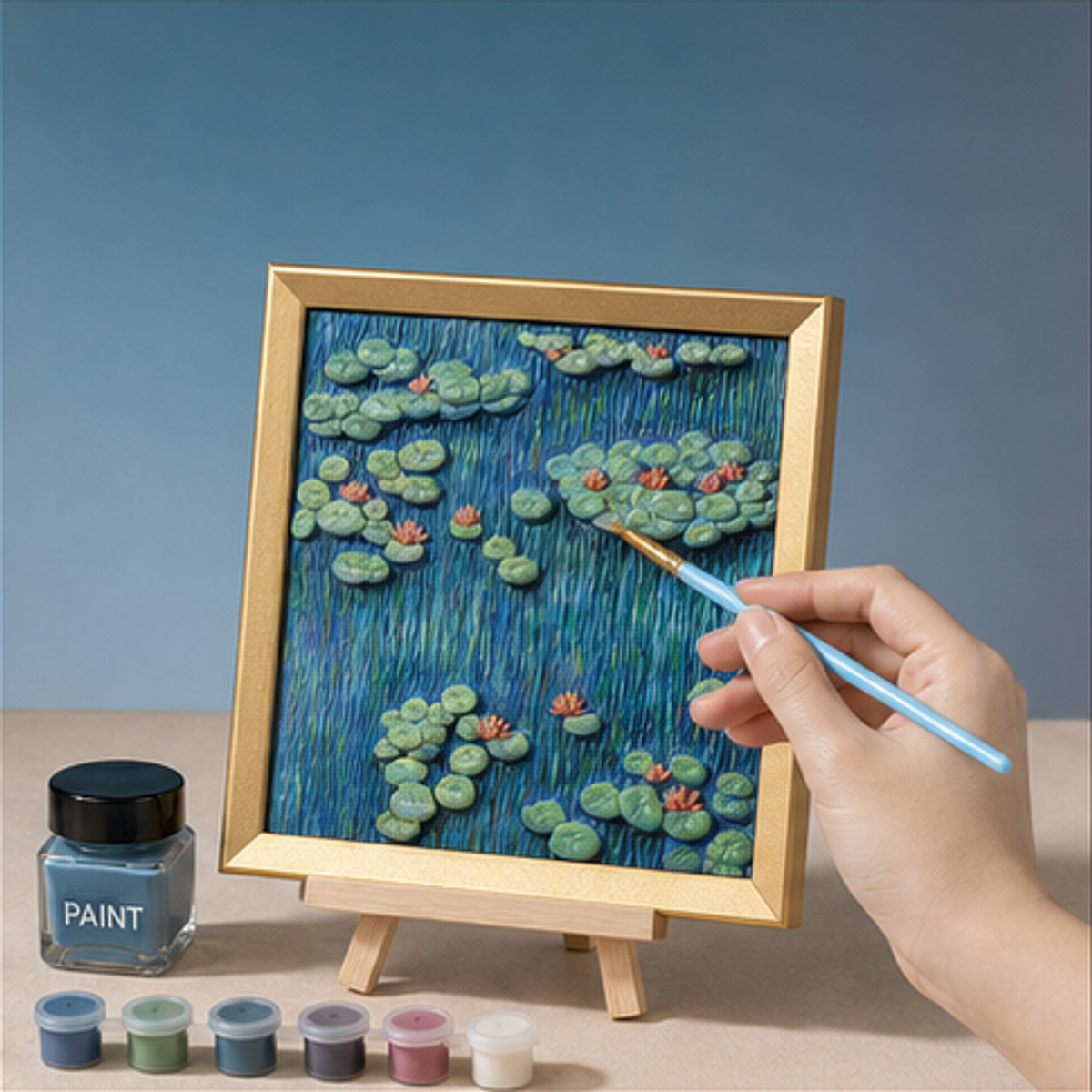 Relife 3D Painting Kit-Monet Water Lilies hand painting process