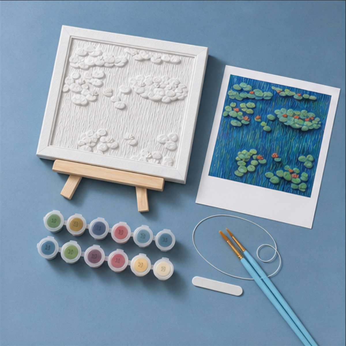 Relife 3D Painting Kit-Monet Water Lilies DIY kit contents