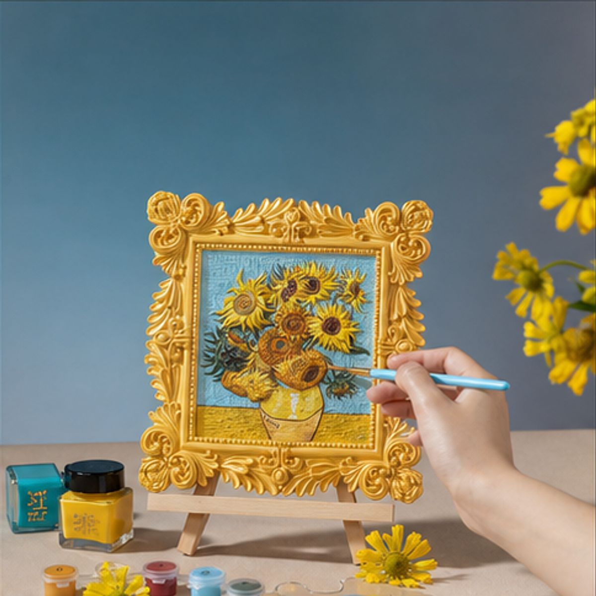 Relife 3D Painting Kit-Sunflower hand painting process