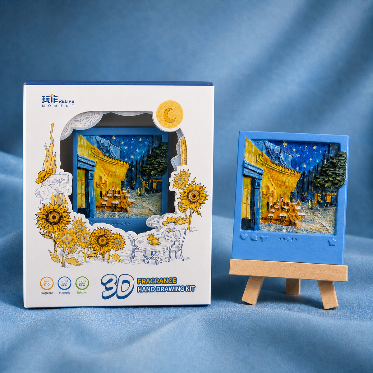 Relife Coffee Shop Painted finished magnet kit with updated Relife packaging and easel