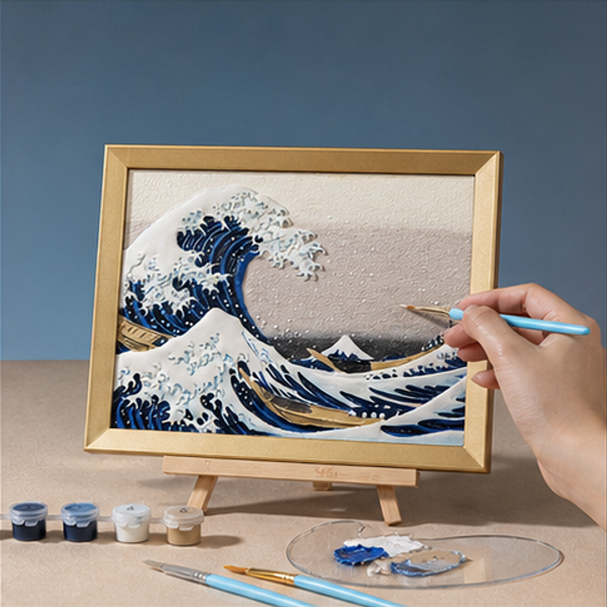 Relife DIY 3D Painting Kit-Kanagawa hand painting process