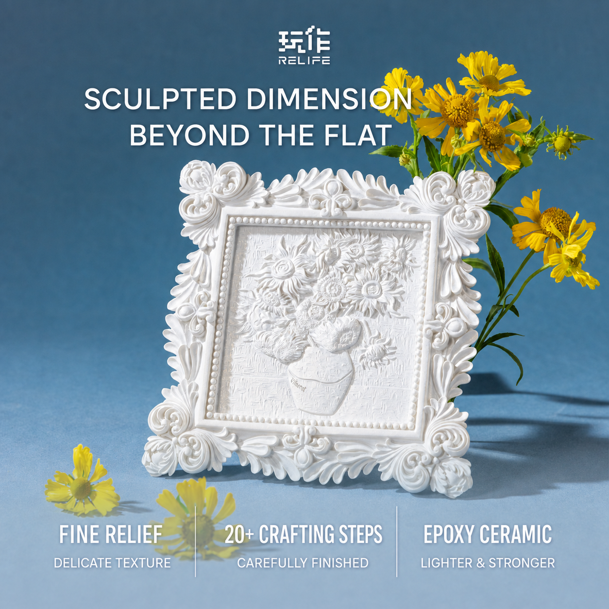 Relife Sunflower medium 3D relief painting kit - English product image 3 of 5