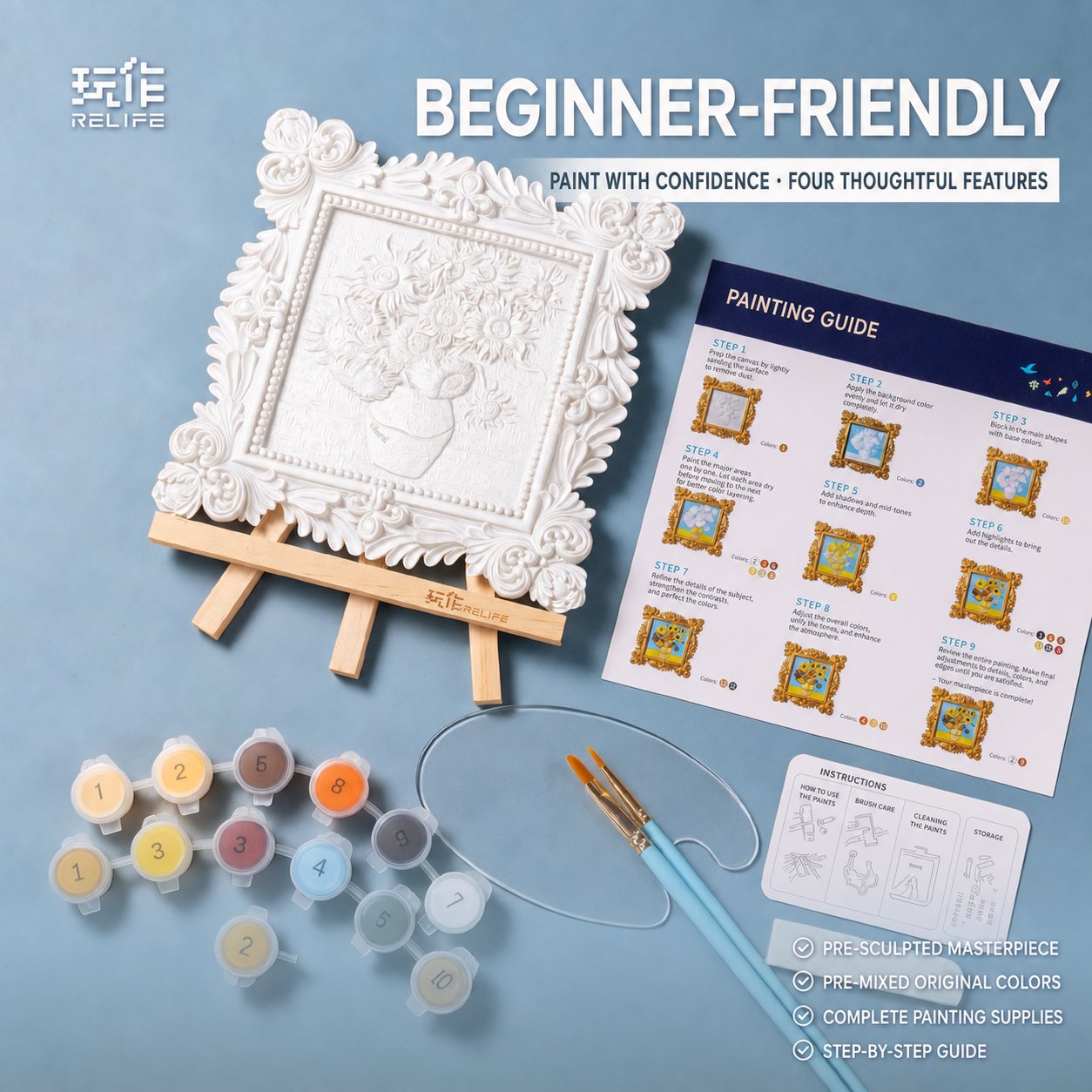 Relife Sunflower medium 3D relief painting kit - English product image 4 of 5