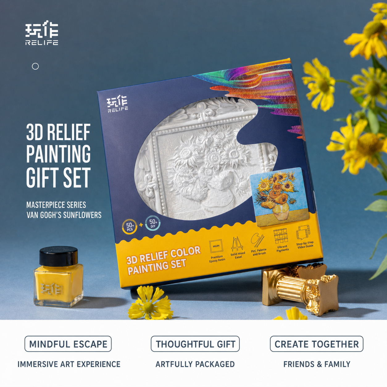 Relife Sunflower medium 3D relief painting kit - English product image 5 of 5