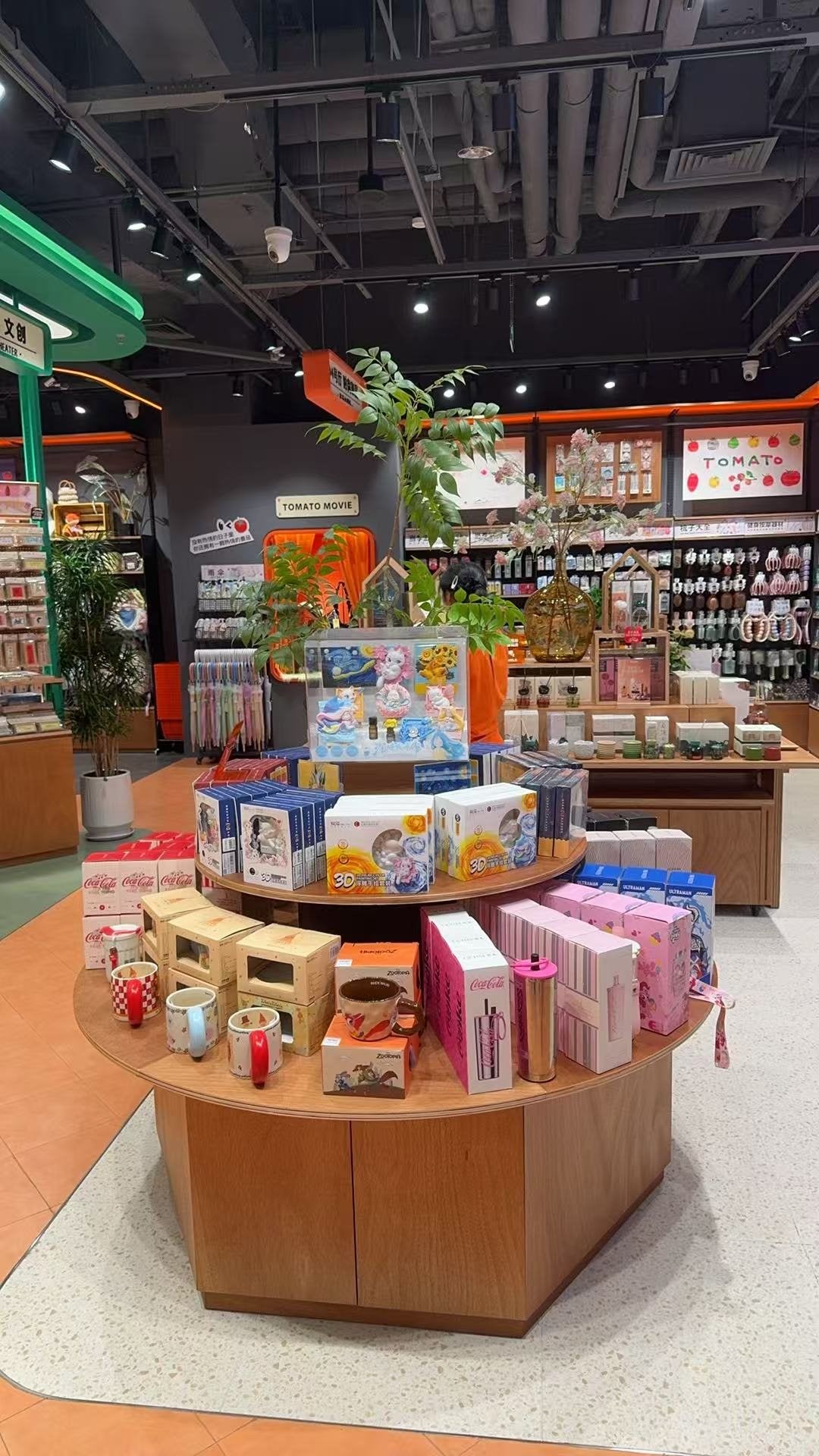 Relife products featured on a central gift shop island table